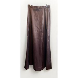 Tadashi Womens US 4 UK 6 Tall Satin Taffeta Maxi Skirt Trumpet Flare Brown USA